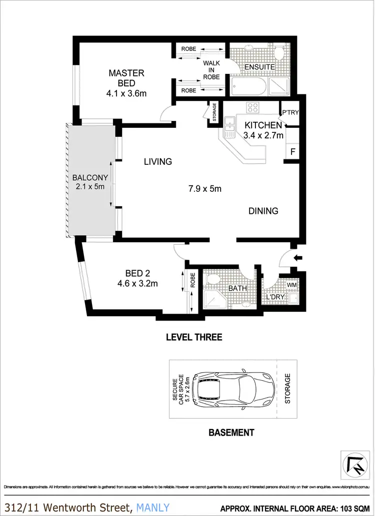 Floorplan of Homely apartment listing, 312/11 Wentworth Street, Manly NSW 2095