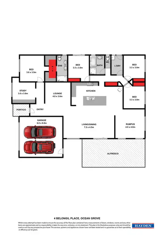 Floorplan of Homely house listing, 4 Belongil Place, Ocean Grove VIC 3226