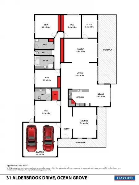 Floorplan of Homely house listing, 31 Alderbrook Drive, Ocean Grove VIC 3226