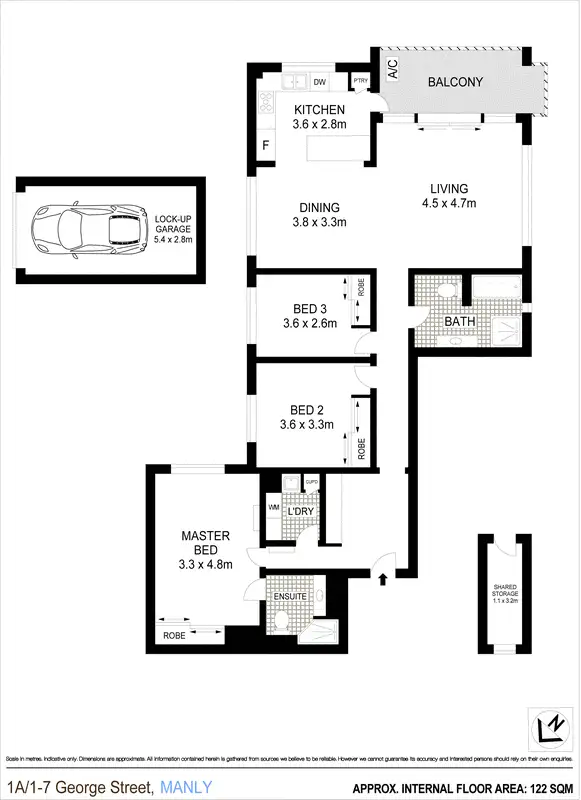 Floorplan of Homely apartment listing, 1a/1-7 George Street, Manly NSW 2095