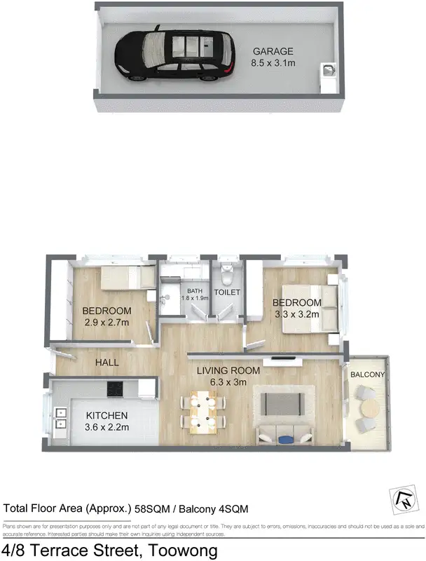 Floorplan of Homely unit listing, 4/8 Terrace Street, Toowong QLD 4066