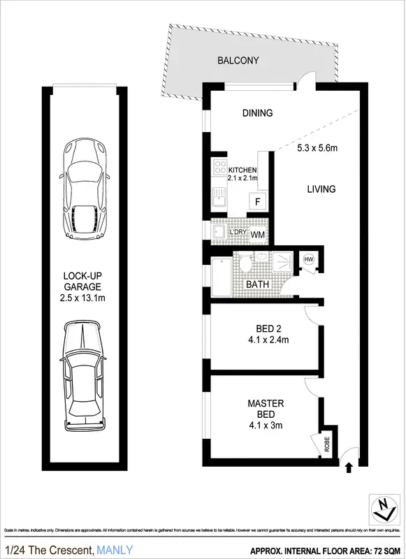 Floorplan of Homely apartment listing, 1/24 The Crescent, Manly NSW 2095