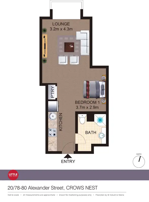 Floorplan of Homely studio listing, 20/78-80 Alexander Street, Crows Nest NSW 2065