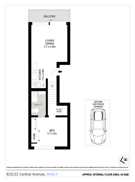 Floorplan of Homely apartment listing, 825/22 Central Avenue, Manly NSW 2095