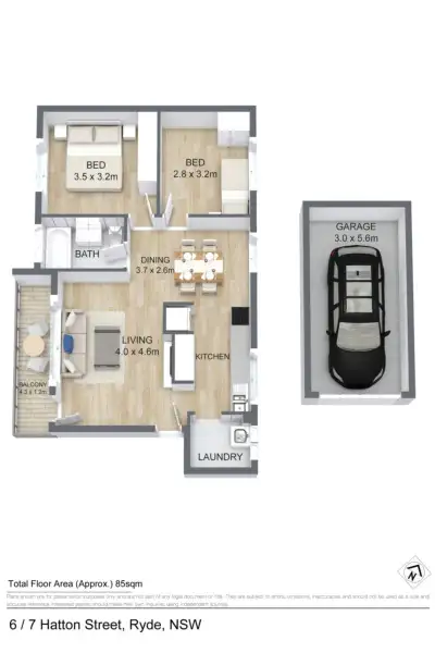 Floorplan of Homely apartment listing, 6/7 Hatton Street, Ryde NSW 2112