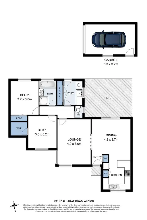 Floorplan of Homely unit listing, 1/711 Ballarat Road, Ardeer VIC 3022