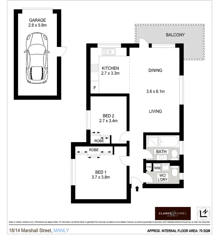Floorplan of Homely apartment listing, 18/14 Marshall Street, Manly NSW 2095