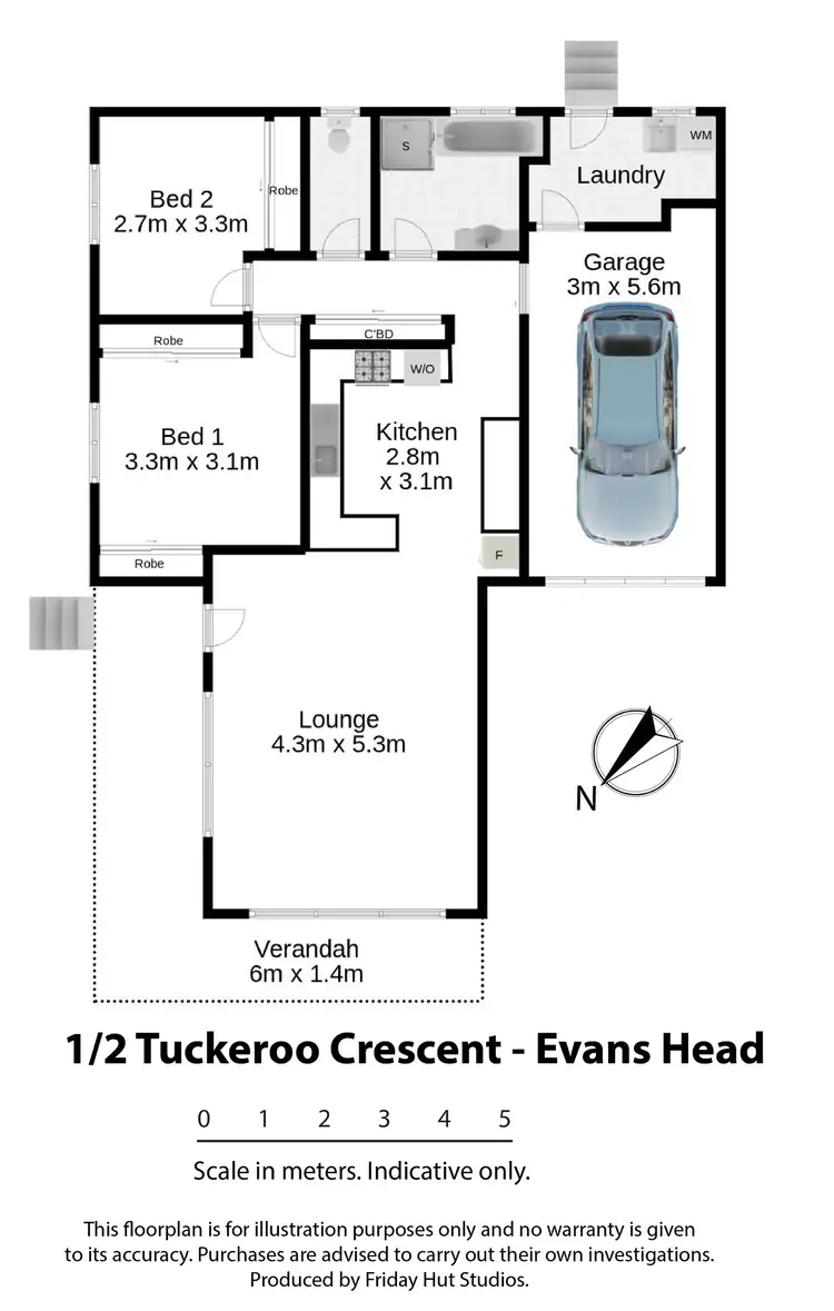Floorplan of Homely unit listing, 1/2 Tuckeroo Crescent, Evans Head NSW 2473