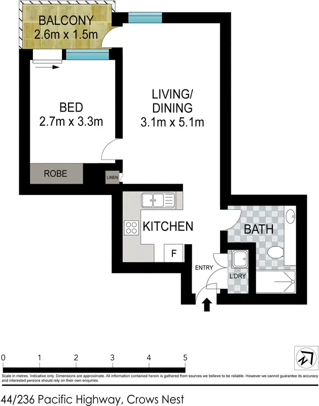 Floorplan of Homely apartment listing, 44/236 Pacific Highway, Crows Nest NSW 2065