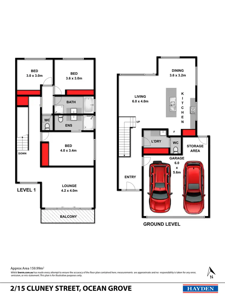 Floorplan of Homely townhouse listing, 2/15 Cluney Street, Ocean Grove VIC 3226