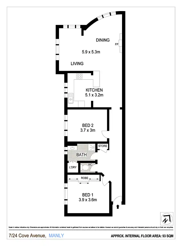 Floorplan of Homely apartment listing, 7/24 Cove Avenue, Manly NSW 2095