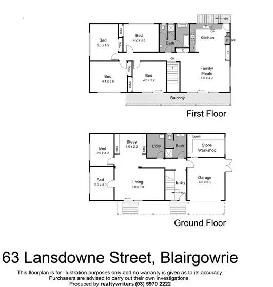 Floorplan of Homely house listing, 63 Lansdowne Street, Blairgowrie VIC 3942