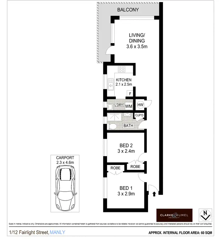 Floorplan of Homely apartment listing, 1/12 Fairlight Street, Manly NSW 2095