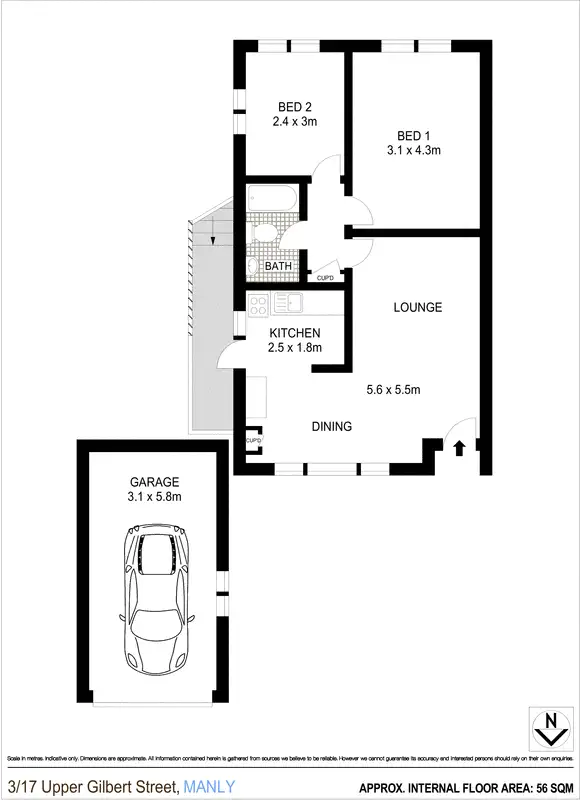 Floorplan of Homely apartment listing, 3/17 Upper Gilbert Street, Manly NSW 2095