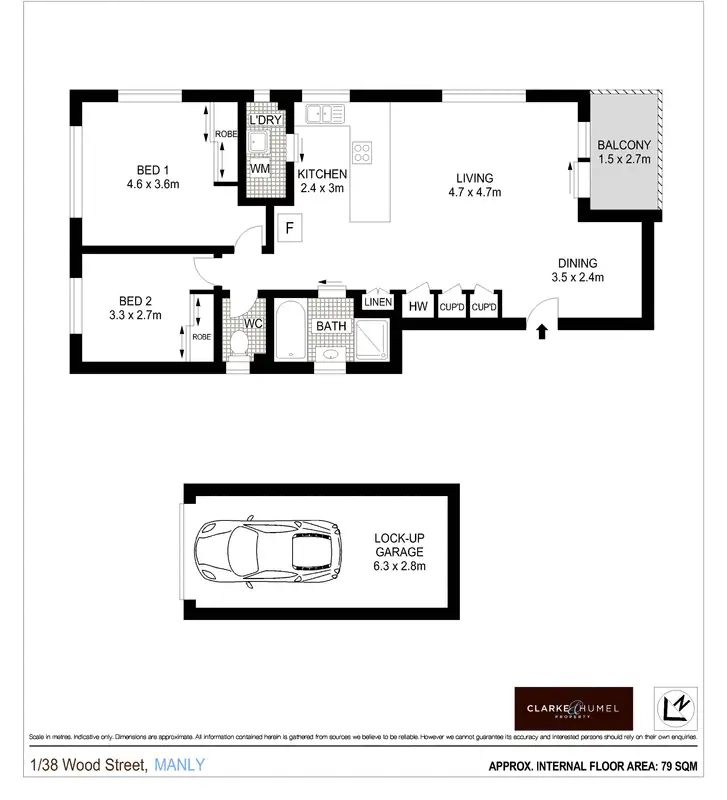 Floorplan of Homely apartment listing, 1/38 Wood Street, Manly NSW 2095
