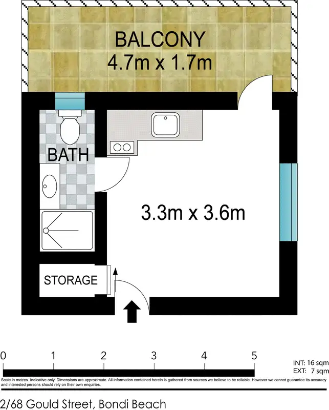 Floorplan of Homely studio listing, 2/68 Gould Street, Bondi Beach NSW 2026
