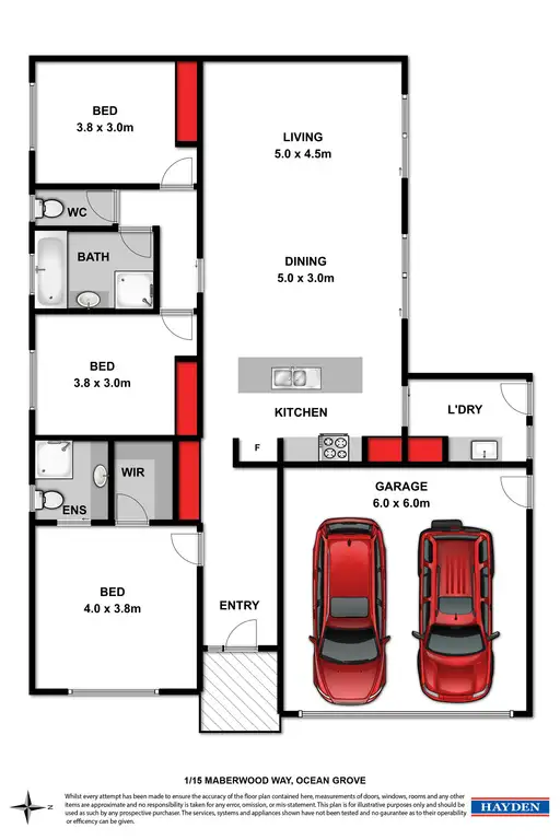 Floorplan of Homely townhouse listing, 1/15 Amberwood Way, Ocean Grove VIC 3226