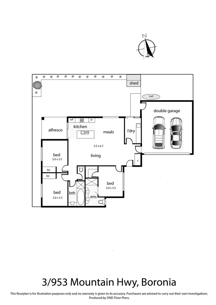 Floorplan of Homely townhouse listing, 3/953 Mountain Highway, Boronia VIC 3155