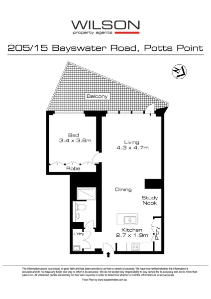 Floorplan of Homely apartment listing, 205/15 Bayswater Road, Potts Point NSW 2011