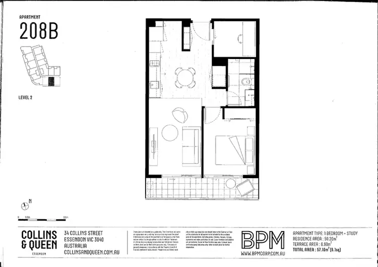 Floorplan of Homely apartment listing, 208b/36 Collins Street, Essendon VIC 3040
