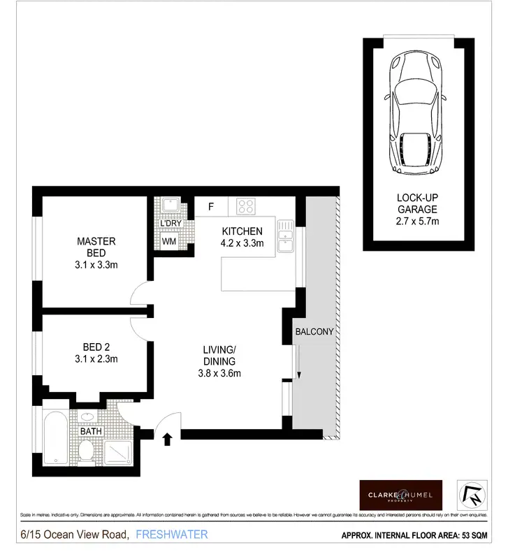 Floorplan of Homely apartment listing, 6/15 Ocean View Road, Freshwater NSW 2096