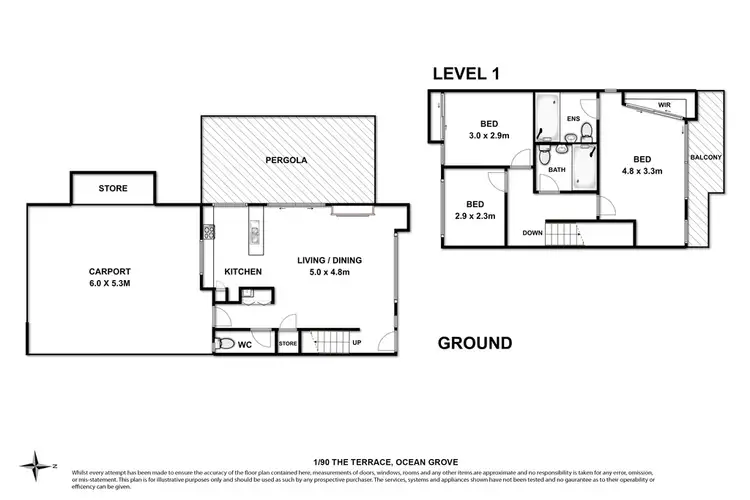 Floorplan of Homely townhouse listing, 1/90 The Terrace, Ocean Grove VIC 3226