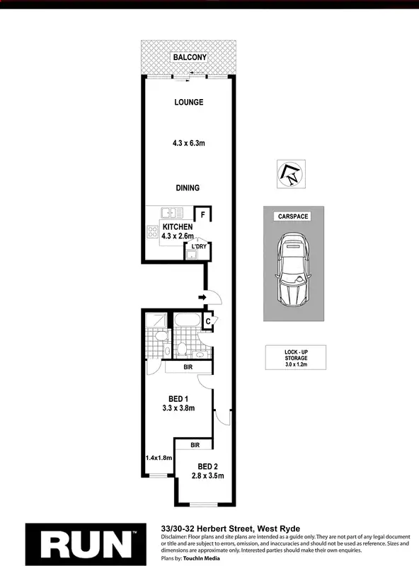Floorplan of Homely apartment listing, 33/30-32 Herbert Street, West Ryde NSW 2114