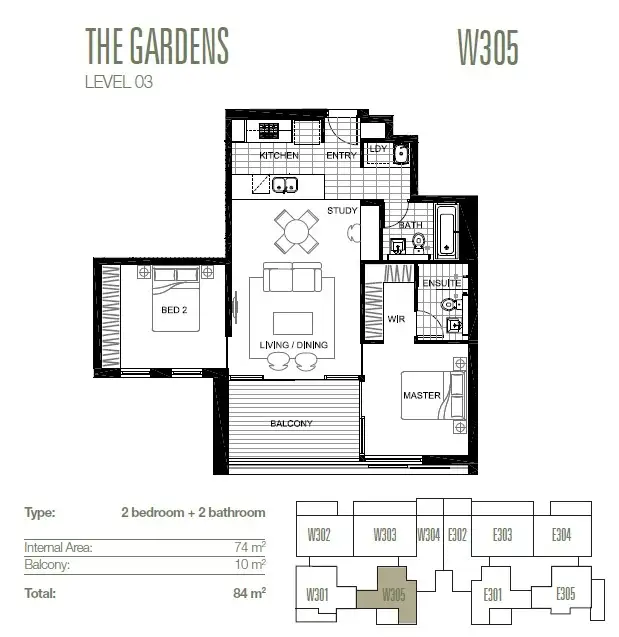 Floorplan of Homely apartment listing, W305/600 Victoria Road, Ryde NSW 2112