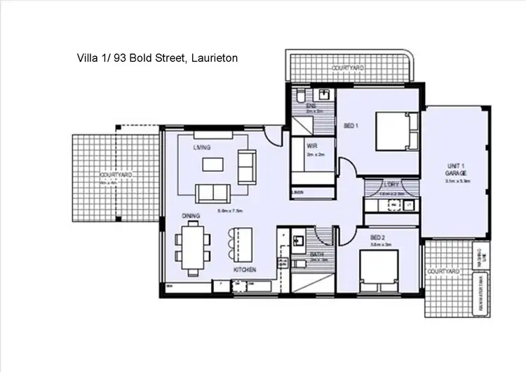 Floorplan of Homely villa listing, 1/93 Bold Street, Laurieton NSW 2443