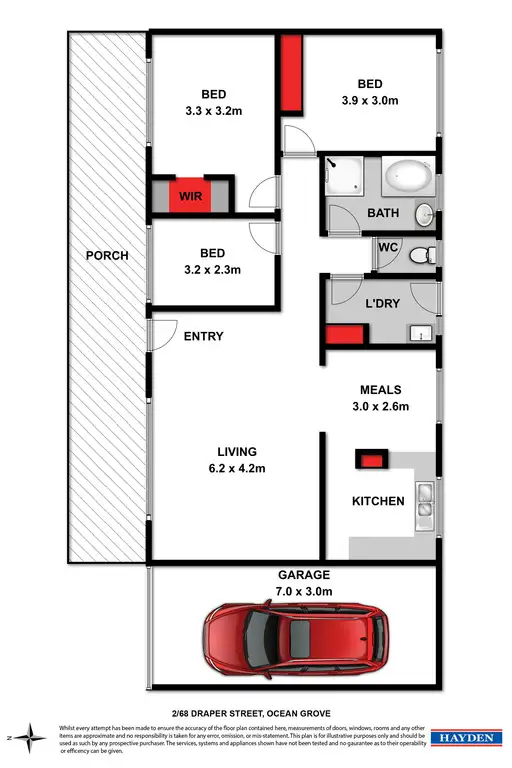 Floorplan of Homely unit listing, 2/68 Draper Street, Ocean Grove VIC 3226
