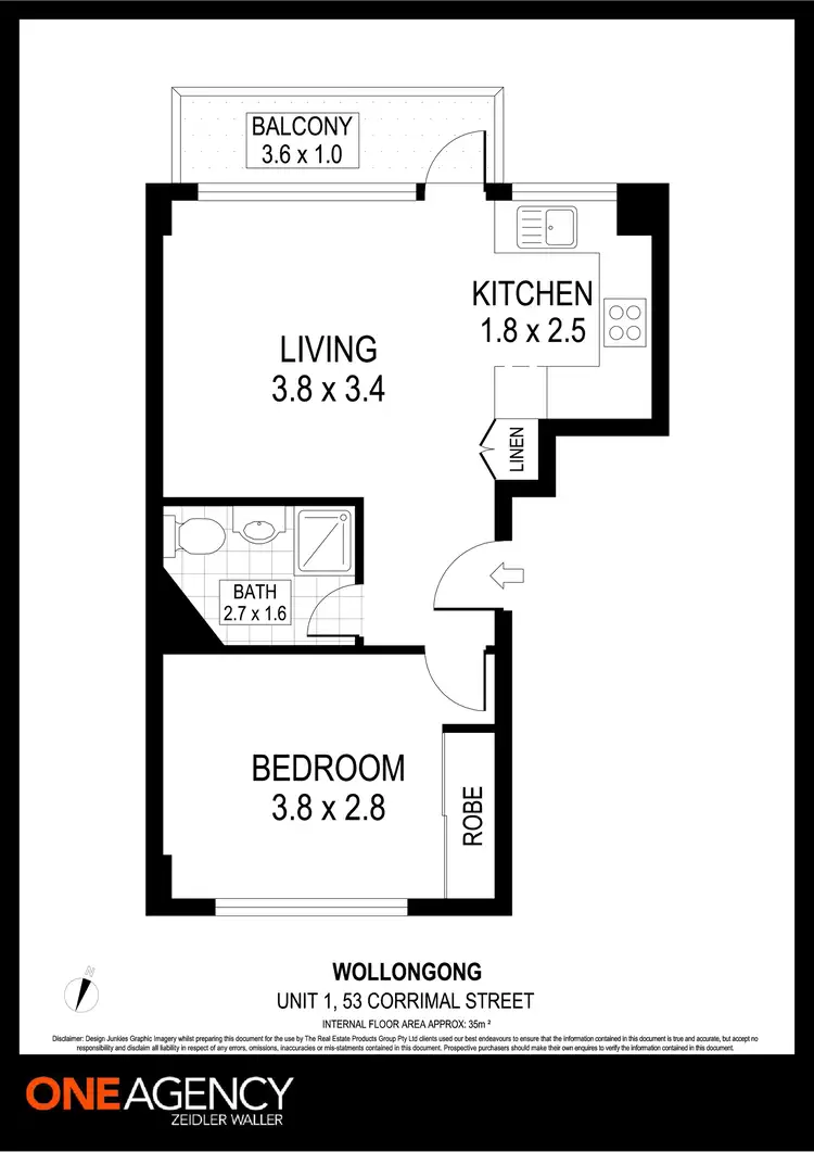 Floorplan of Homely unit listing, 1/53 Corrimal Street, Wollongong NSW 2500
