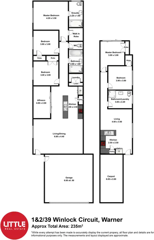 Floorplan of Homely semi-detached listing, 1&2/39 Winlock Circuit, Warner QLD 4500