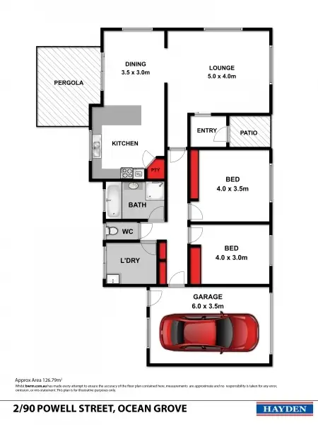 Floorplan of Homely unit listing, 2/90 Powell Street Central, Ocean Grove VIC 3226