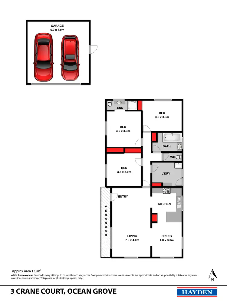 Floorplan of Homely house listing, 3 Crane Court, Ocean Grove VIC 3226