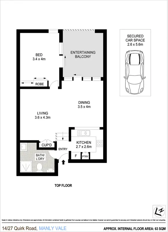 Floorplan of Homely apartment listing, 14/27 Quirk Road, Manly Vale NSW 2093