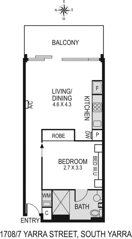 Floorplan of Homely apartment listing, 1708/7 Yarra Street, South Yarra VIC 3141