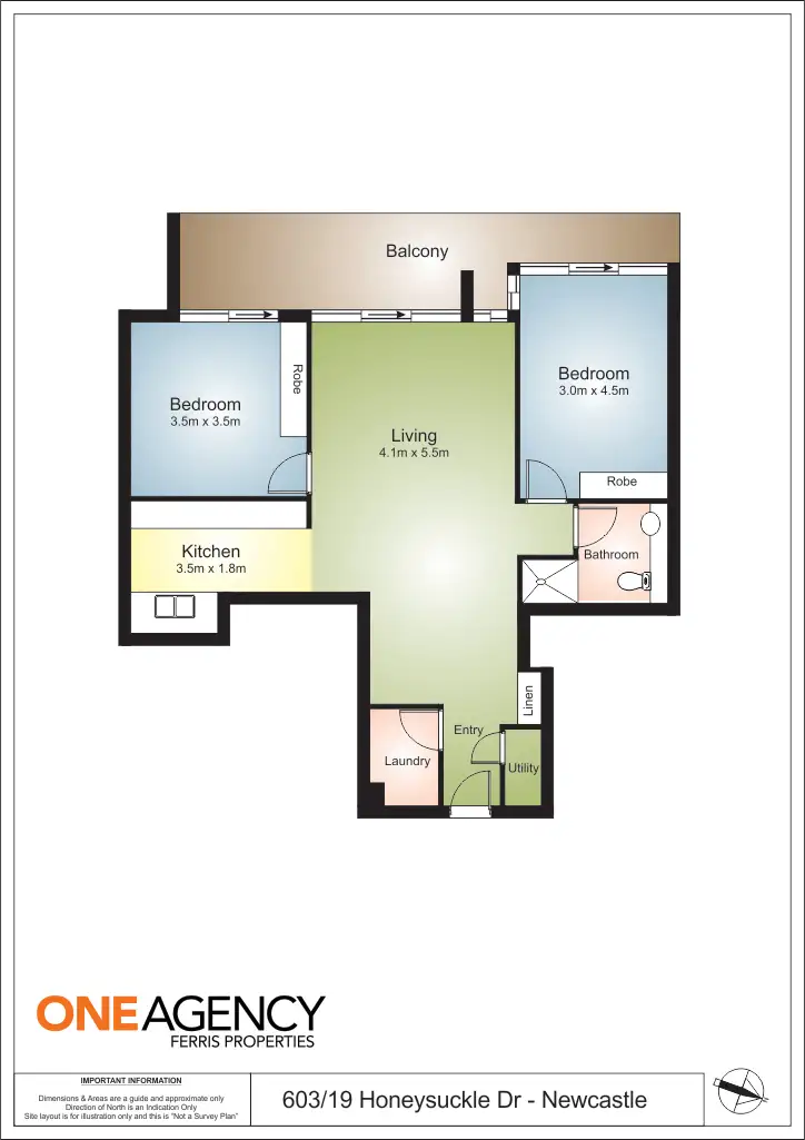 Floorplan of Homely apartment listing, 603/19 Honeysuckle Drive, Newcastle NSW 2300