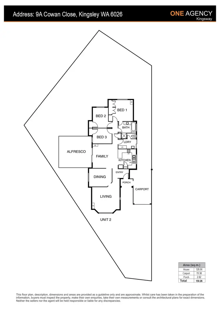Floorplan of Homely semi-detached listing, 9A Cowan Close, Kingsley WA 6026