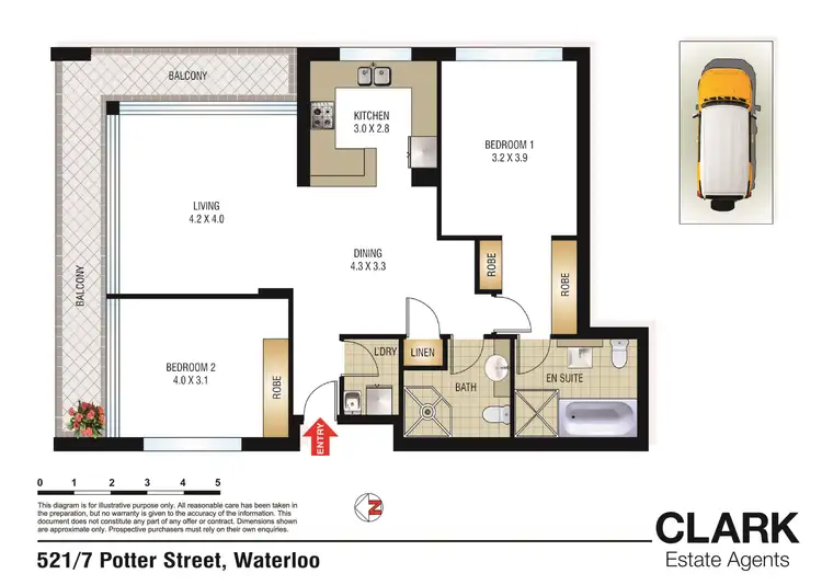 Floorplan of Homely apartment listing, 521/7 Potter Street, Waterloo NSW 2017