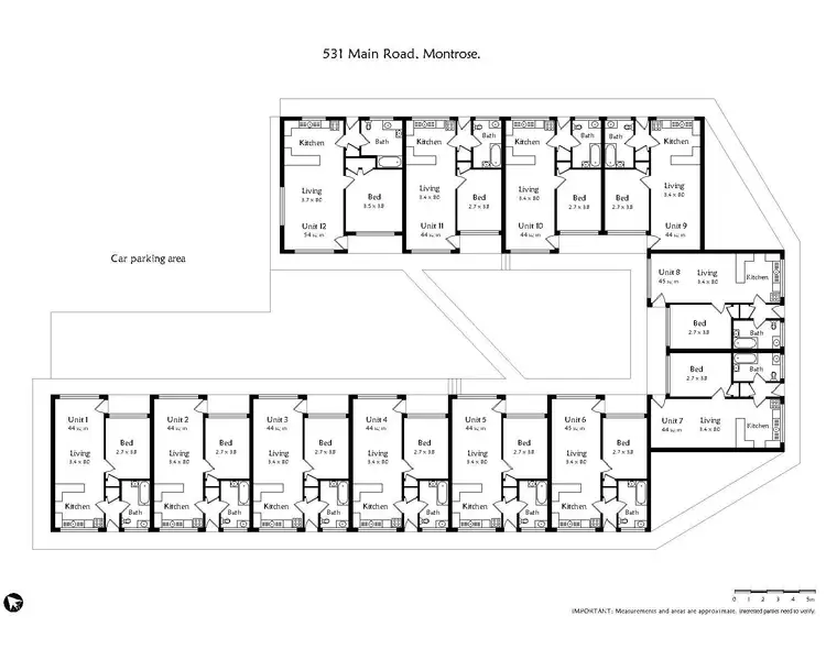 Floorplan of Homely block of units listing, 1-12/531 Main Road, Montrose TAS 7010