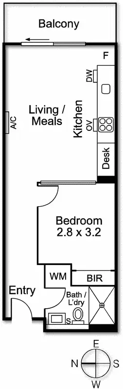 Floorplan of Homely apartment listing, 712/3 Yarra Street, South Yarra VIC 3141