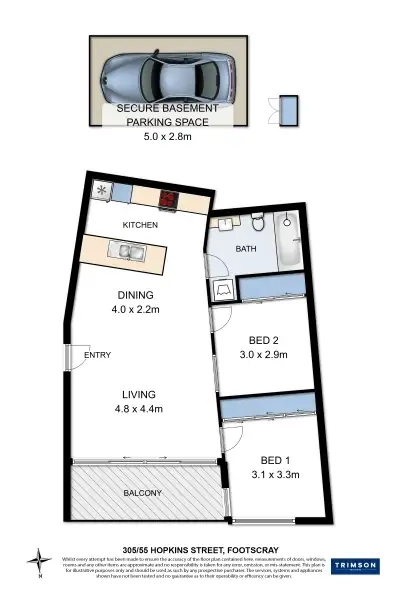 Floorplan of Homely apartment listing, 305/55 Hopkins Street, Footscray VIC 3011