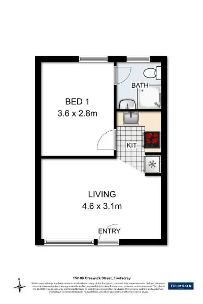 Floorplan of Homely unit listing, 15/99-109 Creswick Street, Footscray VIC 3011