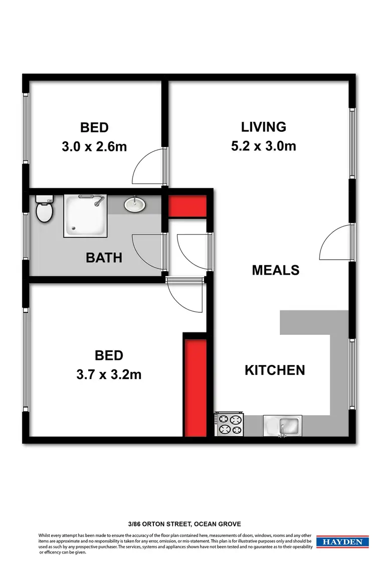 Floorplan of Homely unit listing, 3/86 Orton Street, Ocean Grove VIC 3226