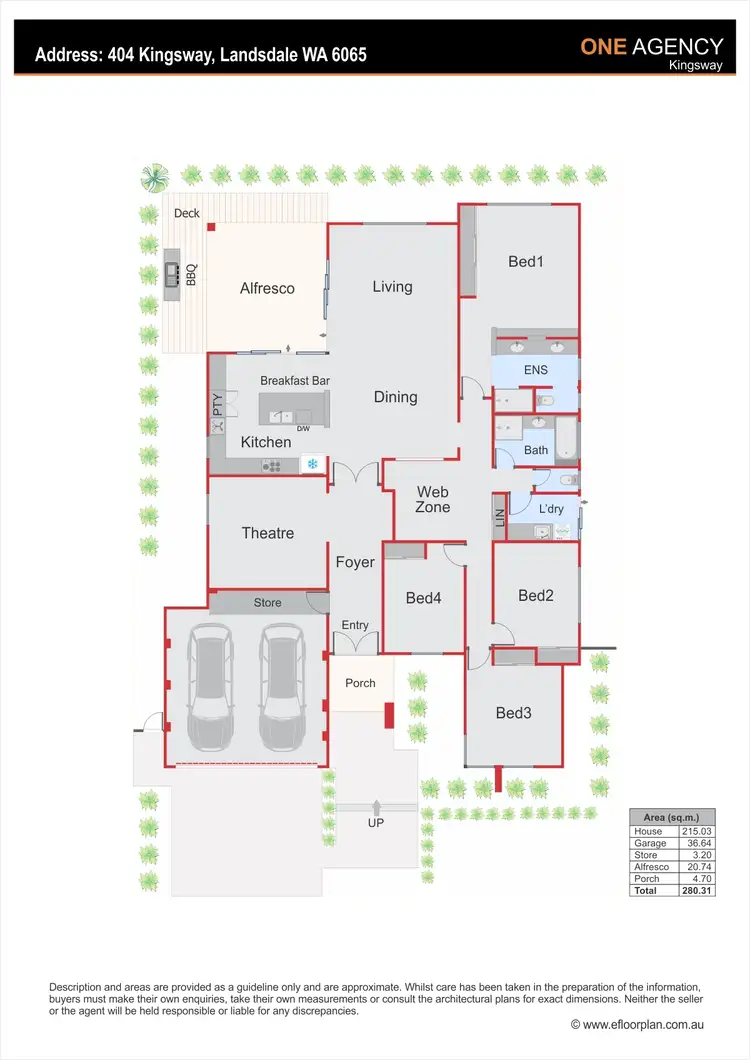 Floorplan of Homely house listing, 404 Kingsway Road, Landsdale WA 6065