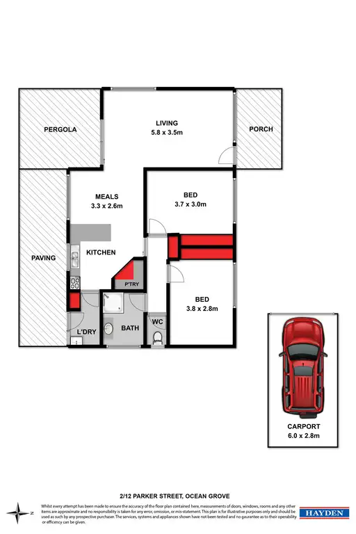 Floorplan of Homely unit listing, 2/12 Parker Street, Ocean Grove VIC 3226