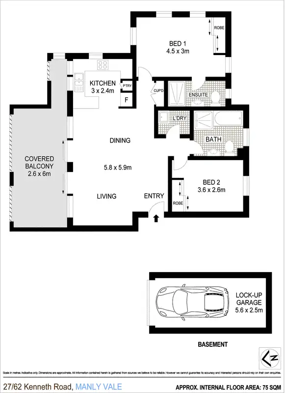 Floorplan of Homely apartment listing, 27/62 Kenneth Road, Manly Vale NSW 2093