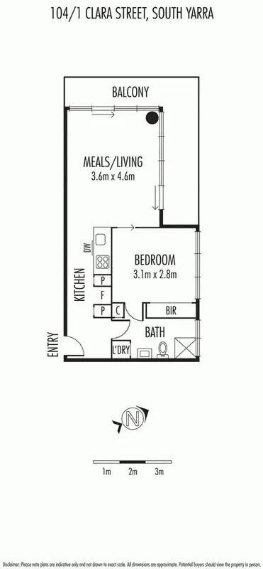 Floorplan of Homely apartment listing, 104/1 Clara Street, South Yarra VIC 3141