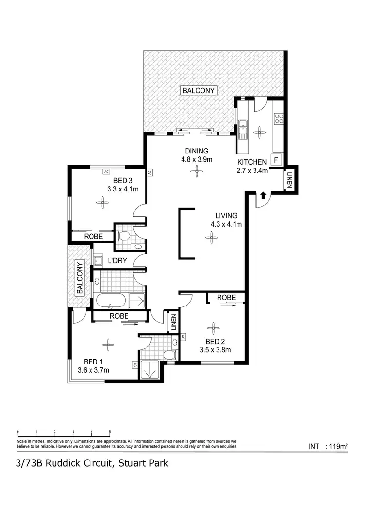 Floorplan of Homely unit listing, 3/73b Ruddick Circuit, Stuart Park NT 820