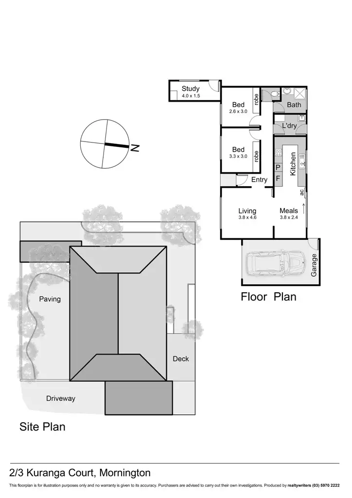 Floorplan of Homely unit listing, 2/3 Kuranga Court, Mornington VIC 3931